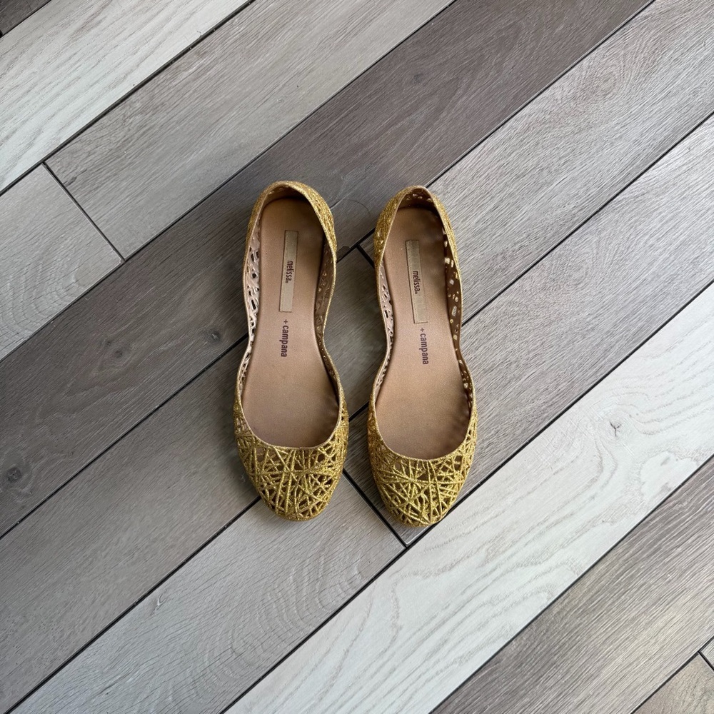 Melissa + Campana Gold ZigZag Flats